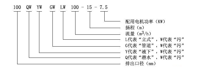 LW型直立式無(wú)堵塞排污泵型號(hào)意義